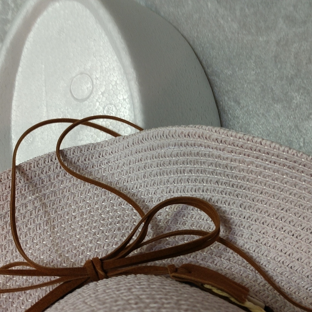 Woven Western Straw Beach Hat Cowrie Cowry Shells Tassels Tinted White Boho - Picture 14 of 15